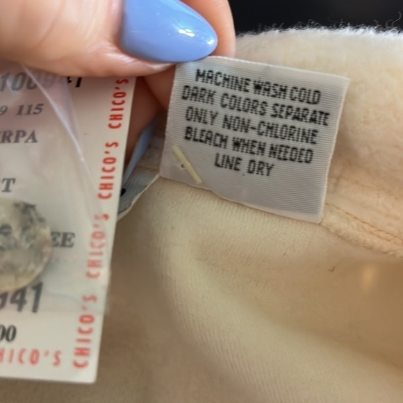 Vintage Chico’s Design Sherpa Shirt NWT Long Sleeve Button Down Natural Size XL - Picture 9 of 9